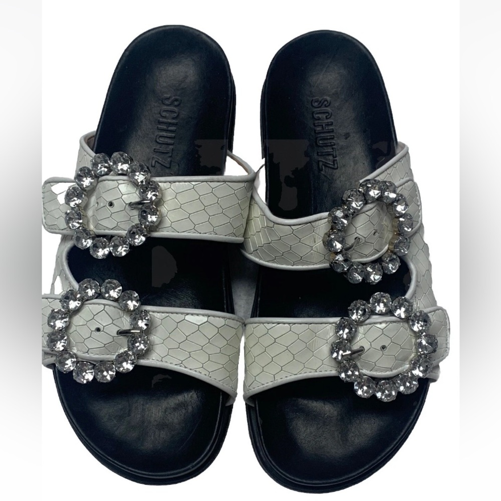 Schutz Ariel Sandal Size 7.5 B WHITE Made in Brazil